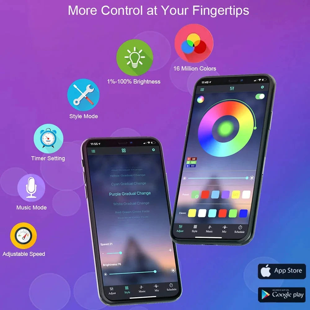 Bluetooth LED Strip Lights Smart SMD 50 Tape TV Backlights Game Room Home Decor