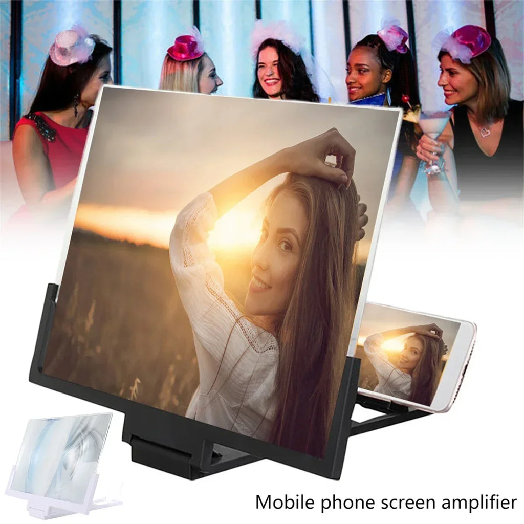 12/14in Mobile Phone Screen Amplifier 3D Magnifying Glass Stand Magnifier HD Video Amplifier Phone Stand Enlarged Screen Bracket