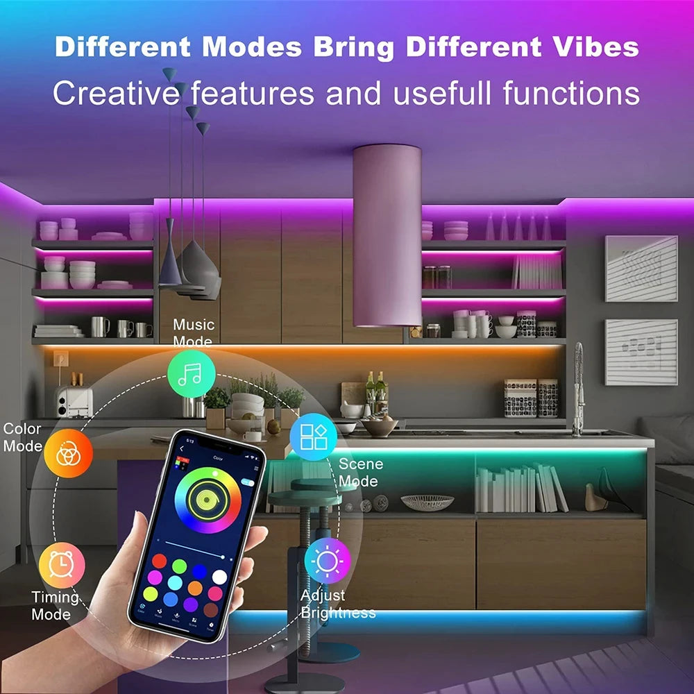 Bluetooth LED Strip Lights Smart SMD 50 Tape TV Backlights Game Room Home Decor