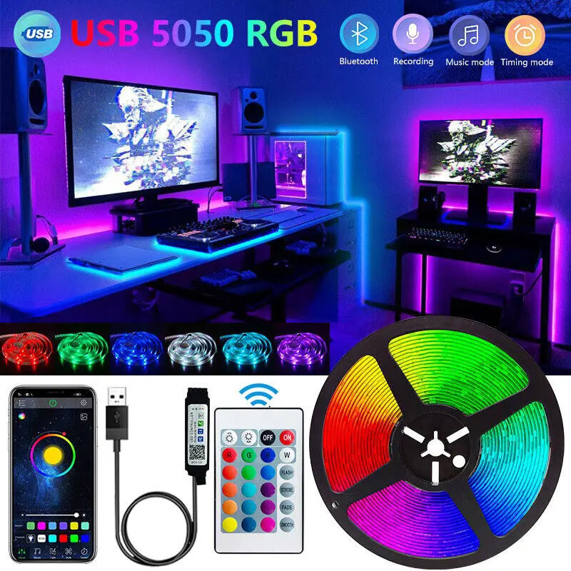 Bluetooth LED Strip Lights Smart SMD 50 Tape TV Backlights Game Room Home Decor